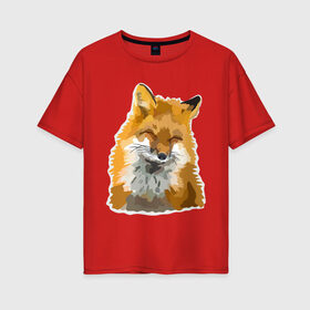Женская футболка хлопок Oversize с принтом Лиса в Тюмени, 100% хлопок | свободный крой, круглый ворот, спущенный рукав, длина до линии бедер
 | fox | lisa | красота | лиса | лисичка | плутовка | рыжая