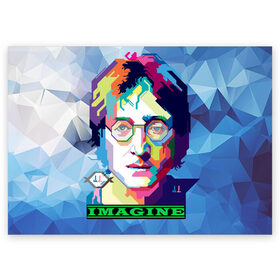 Поздравительная открытка с принтом Джон Леннон Imagine в Тюмени, 100% бумага | плотность бумаги 280 г/м2, матовая, на обратной стороне линовка и место для марки
 | beatles | imagine | john | lennon | the beatles | битлз | битлы | группа | джон | купить | леннон | леннона | очки | рок н ролл | с группы | хиппи