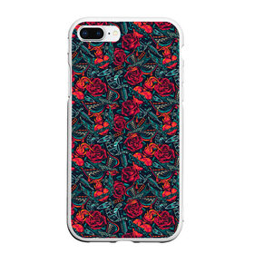 Чехол для iPhone 7Plus/8 Plus матовый с принтом Тату в Тюмени, Силикон | Область печати: задняя сторона чехла, без боковых панелей | рисунок | роза | сердце | татуировка | цветок