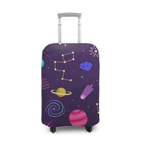 Чехол для чемодана 3D с принтом Space в Тюмени, 86% полиэфир, 14% спандекс | двустороннее нанесение принта, прорези для ручек и колес | comet | moon | nasa | saturn | space | star | trend | детские | космос | тренд