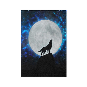 Обложка для паспорта матовая кожа с принтом Волк воющий на луну в Тюмени, натуральная матовая кожа | размер 19,3 х 13,7 см; прозрачные пластиковые крепления | Тематика изображения на принте: wolf | волк | волки | волчица | животные | одинокий волк