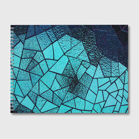Альбом для рисования с принтом НЕОНОВЫЙ ВИТРАЖ в Тюмени, 100% бумага
 | матовая бумага, плотность 200 мг. | Тематика изображения на принте: витраж | капли воды | неон | стекло