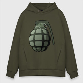 Мужское худи Oversize хлопок с принтом Grenade! в Тюмени, френч-терри — 70% хлопок, 30% полиэстер. Мягкий теплый начес внутри —100% хлопок | боковые карманы, эластичные манжеты и нижняя кромка, капюшон на магнитной кнопке | Тематика изображения на принте: буум | взрыв | граната | прикол | смех | угар | юмор