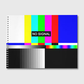 Альбом для рисования с принтом NO SIGNAL в Тюмени, 100% бумага
 | матовая бумага, плотность 200 мг. | no signal | не работает | нет сигнала | полосы | профилактика | радуга
