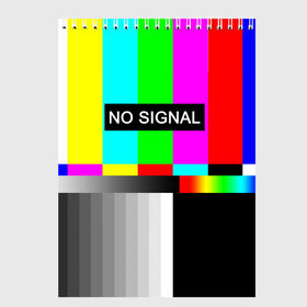 Скетчбук с принтом NO SIGNAL в Тюмени, 100% бумага
 | 48 листов, плотность листов — 100 г/м2, плотность картонной обложки — 250 г/м2. Листы скреплены сверху удобной пружинной спиралью | no signal | не работает | нет сигнала | полосы | профилактика | радуга