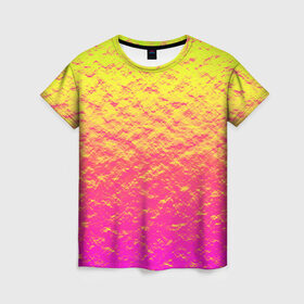 Женская футболка 3D с принтом Яркий закат в Тюмени, 100% полиэфир ( синтетическое хлопкоподобное полотно) | прямой крой, круглый вырез горловины, длина до линии бедер | abstraction | casual | gradient | hot | yellow | абстракция | блестящий | блики | вода | волны | градиент | закат | золотистый | краска | красочный | небеса | неоновый | облака | пастельный | пляж | рассвет | сияние