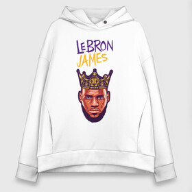 Женское худи Oversize хлопок с принтом LEBRON JAMES в Тюмени, френч-терри — 70% хлопок, 30% полиэстер. Мягкий теплый начес внутри —100% хлопок | боковые карманы, эластичные манжеты и нижняя кромка, капюшон на магнитной кнопке | 24 lakers | kobe bryant | lakers | lebron james. | los angeles lakers | баскетбол | коби брайант | лос анджелес лейкерс | лосанджелес лейкерс