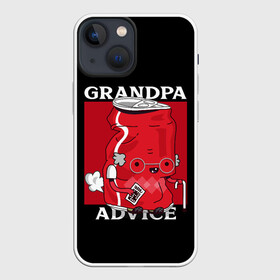 Чехол для iPhone 13 mini с принтом Банка колы в Тюмени,  |  | advice | банка | в очках | забавный | кола | крутой | на английском | прикол | прикольный | смешной | совет | старик | старый