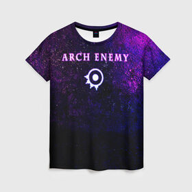 Женская футболка 3D с принтом Arch Enemy. Neon logo в Тюмени, 100% полиэфир ( синтетическое хлопкоподобное полотно) | прямой крой, круглый вырез горловины, длина до линии бедер | archenemy | band | bodom | deathmetal | electroguitars | guitars | hard rock | legends | metal | metalhead | progressive | rock | rock legends | rockon | shred | trash | гитары | метал | металхед | рок | рок легенды | рокконцерт | тяжеляк | хардрок