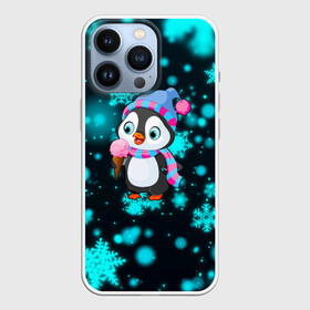 Чехол для iPhone 13 Pro с принтом Новогодний пингвин в Тюмени,  |  | 2021 | new year | бык | год быка | девочка | дед мороз | детям | дочке | мальчик | модная | модный | мороженое | новогодний дизайн | новогодний пингвин | новогодняя | новый год | пенгвин | пингвин | пингвины
