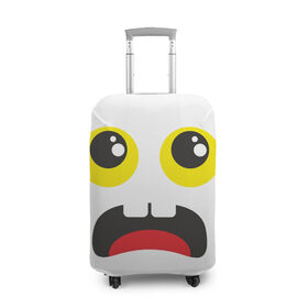 Чехол для чемодана 3D с принтом Испуганное лицо в Тюмени, 86% полиэфир, 14% спандекс | двустороннее нанесение принта, прорези для ручек и колес | большие глаза | испуг | испуганное лицо | смайлик | стикер