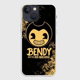 Чехол для iPhone 13 mini с принтом Bendy And The Ink Machine в Тюмени,  |  | bendy | bendy and the ink machine | бенди | бени | бенни | бэнди | детская | детям | игра | капли | компьютерная игра | краска | машина | подтеки | ужастик | чернила | чернильная