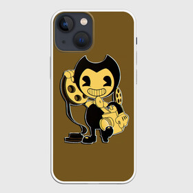 Чехол для iPhone 13 mini с принтом Bendy And The Ink Machine в Тюмени,  |  | bendy | bendy and the ink machine | бенди | бени | бенни | бэнди | детская | детям | игра | капли | компьютерная игра | краска | машина | подтеки | ужастик | чернила | чернильная