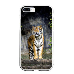 Чехол для iPhone 7Plus/8 Plus матовый с принтом ТИГР В ЛЕСУ в Тюмени, Силикон | Область печати: задняя сторона чехла, без боковых панелей | tiger | амурский | бенгальский | в зоопарке | в лесу | дикий | кошка | крупная | полосатый | тигр | тигренок | тигрица