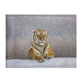 Обложка для студенческого билета с принтом ТИГР ЗИМОЙ в Тюмени, натуральная кожа | Размер: 11*8 см; Печать на всей внешней стороне | tiger | амурский | бенгальский | дикий | зима | зимой | кошка | крупная | полосатый | тигр | тигренок | тигрица