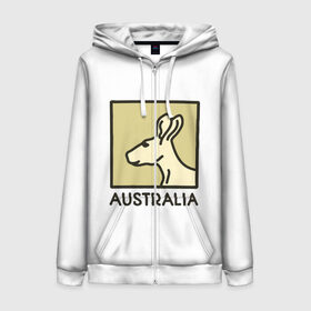 Женская толстовка 3D на молнии с принтом Australia в Тюмени, 100% полиэстер | длина до линии бедра, манжеты и пояс оформлены мягкой тканевой резинкой, двухслойный капюшон со шнурком для регулировки, спереди молния, по бокам два кармана | australia | австралия | животные | кенгуру | страны