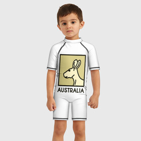 Детский купальный костюм 3D с принтом Australia в Тюмени, Полиэстер 85%, Спандекс 15% | застежка на молнии на спине | australia | австралия | животные | кенгуру | страны