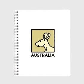 Тетрадь с принтом Australia в Тюмени, 100% бумага | 48 листов, плотность листов — 60 г/м2, плотность картонной обложки — 250 г/м2. Листы скреплены сбоку удобной пружинной спиралью. Уголки страниц и обложки скругленные. Цвет линий — светло-серый
 | Тематика изображения на принте: australia | австралия | животные | кенгуру | страны
