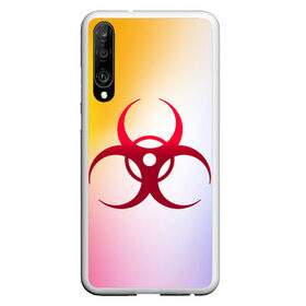 Чехол для Honor P30 с принтом Biohazard в Тюмени, Силикон | Область печати: задняя сторона чехла, без боковых панелей | Тематика изображения на принте: biohazard | ncov2019 | plague inc | virus | вирус | градиент | знак | карантин | ковид | корона | коронавирус | опасность