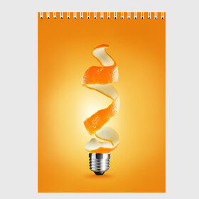 Скетчбук с принтом АПЕЛЬСИН-ЛАМПОЧКА в Тюмени, 100% бумага
 | 48 листов, плотность листов — 100 г/м2, плотность картонной обложки — 250 г/м2. Листы скреплены сверху удобной пружинной спиралью | апельсин | лампочка | новый год | оранжевый цвет | позитив