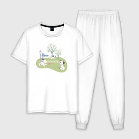 Мужская пижама хлопок с принтом 101 Dalmatians в Тюмени, 100% хлопок | брюки и футболка прямого кроя, без карманов, на брюках мягкая резинка на поясе и по низу штанин
 | 101 dalmatians | 101 далматинец | disney | vdkimel | дисней