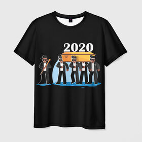 Мужская футболка 3D с принтом 2020 не спасти... в Тюмени, 100% полиэфир | прямой крой, круглый вырез горловины, длина до линии бедер | 2020 год мем | dancing coffin | tony igy astronomia tony igy | мем про 2020 год | мультяшные персонажи | популярный мем | смешной арт | черные гробовщики
