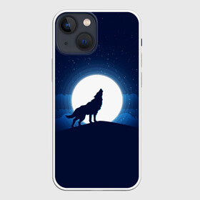 Чехол для iPhone 13 mini с принтом Воющий на луну в Тюмени,  |  | волк вобщий на луну | звезды | луна | небо | ночное небо | полнолуние