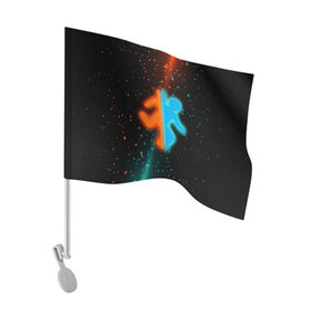Флаг для автомобиля с принтом PORTAL. в Тюмени, 100% полиэстер | Размер: 30*21 см | aperture science | black mesa xen | half life | portal | portal 2 | valve | игра | портал