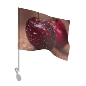 Флаг для автомобиля с принтом Вишня в Тюмени, 100% полиэстер | Размер: 30*21 см | cherries | вишенка | вишенки | вишни | вишня | еда | черешни | черешня | ягода | ягодка | ягодки | ягоды