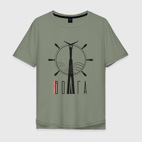 Мужская футболка хлопок Oversize с принтом Волга в Тюмени, 100% хлопок | свободный крой, круглый ворот, “спинка” длиннее передней части | волга | самара | самарская область