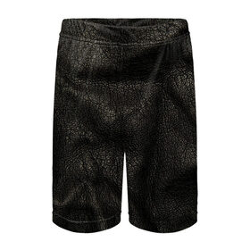 Детские спортивные шорты 3D с принтом Черная кожа в Тюмени,  100% полиэстер
 | пояс оформлен широкой мягкой резинкой, ткань тянется
 | кожа | кожанка | косуха | рельеф | складки | текстура | черный