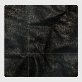 Магнитный плакат 3Х3 с принтом Черная кожа в Тюмени, Полимерный материал с магнитным слоем | 9 деталей размером 9*9 см | Тематика изображения на принте: кожа | кожанка | косуха | рельеф | складки | текстура | черный