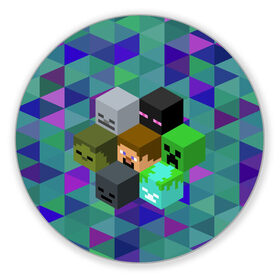 Коврик для мышки круглый с принтом Minecraft в Тюмени, резина и полиэстер | круглая форма, изображение наносится на всю лицевую часть | creeper | minecraft | блок | игра | крипер | майнкрафт | победитель | приключения