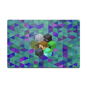 Пазл магнитный 126 элементов с принтом Minecraft в Тюмени, полимерный материал с магнитным слоем | 126 деталей, размер изделия —  180*270 мм | creeper | minecraft | блок | игра | крипер | майнкрафт | победитель | приключения