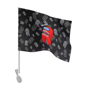 Флаг для автомобиля с принтом AMONG US в Тюмени, 100% полиэстер | Размер: 30*21 см | among us | амонг ас | игра | космический | космический корабль | космонавт | космос | мем | среди нас | экшен