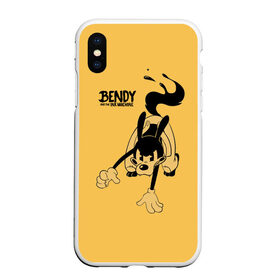 Чехол для iPhone XS Max матовый с принтом Bendy And The Ink Machine в Тюмени, Силикон | Область печати: задняя сторона чехла, без боковых панелей | bendy | bendy and the ink machine | бенди | бени | бенни | бэнди | детская | детям | игра | капли | компьютерная игра | краска | машина | подтеки | ужастик | чернила | чернильная