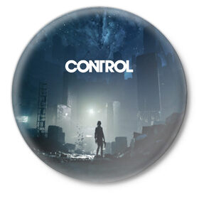 Значок с принтом Control / Контрол в Тюмени,  металл | круглая форма, металлическая застежка в виде булавки | control | game | remedy | игры | контрол | ремеди