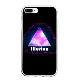 Чехол для iPhone 7Plus/8 Plus матовый с принтом ILLUSION в Тюмени, Силикон | Область печати: задняя сторона чехла, без боковых панелей | Тематика изображения на принте: галактика | звезды | космос | млечный путь | надпись неоновая | неоновый космос | треугольник