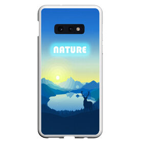 Чехол для Samsung S10E с принтом NATURE в Тюмени, Силикон | Область печати: задняя сторона чехла, без боковых панелей | горы | закат | лес | ночное небо | озеро в лесу | олень в лесу | природа | солнце