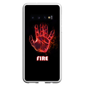 Чехол для Samsung Galaxy S10 с принтом FIRE в Тюмени, Силикон | Область печати: задняя сторона чехла, без боковых панелей | Тематика изображения на принте: amoled | огонь | пальцы | рука в огне | рука человека