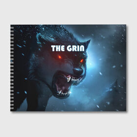Альбом для рисования с принтом THE GRIN в Тюмени, 100% бумага
 | матовая бумага, плотность 200 мг. | волк | волк зимой | глаза волка | горящие глаза | неоновый глаза | оборотень | оскал | оскал волка | оскал оборотня