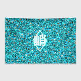Флаг-баннер с принтом ОСЬМИНОГ в Тюмени, 100% полиэстер | размер 67 х 109 см, плотность ткани — 95 г/м2; по краям флага есть четыре люверса для крепления | иероглифы | морской житель | осьминог | ромб