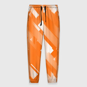 Мужские брюки 3D с принтом Оранжевый градиент в Тюмени, 100% полиэстер | манжеты по низу, эластичный пояс регулируется шнурком, по бокам два кармана без застежек, внутренняя часть кармана из мелкой сетки | блеск | геометрия | градиент | линии | оранжевый | полосы