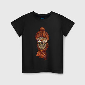 Детская футболка хлопок с принтом Санта-Клаус череп в Тюмени, 100% хлопок | круглый вырез горловины, полуприлегающий силуэт, длина до линии бедер | 