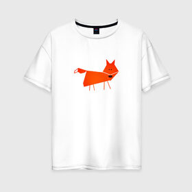 Женская футболка хлопок Oversize с принтом Рыжая лисичка в Тюмени, 100% хлопок | свободный крой, круглый ворот, спущенный рукав, длина до линии бедер
 | лиса | лисичка | рыжая | рыжая лисичка