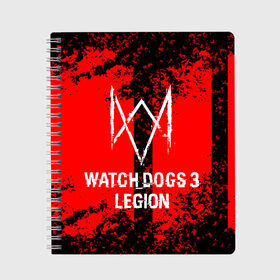 Тетрадь с принтом Watch Dogs Legion в Тюмени, 100% бумага | 48 листов, плотность листов — 60 г/м2, плотность картонной обложки — 250 г/м2. Листы скреплены сбоку удобной пружинной спиралью. Уголки страниц и обложки скругленные. Цвет линий — светло-серый
 | esport | games | watch dogs: legion | боевик | вотч догс легион | игроки | игролюбители | игроманы | игры | киберспорт | сторожевые псы | эйден пирс