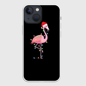 Чехол для iPhone 13 mini с принтом Новогодний Фламинго в Тюмени,  |  | 2021 | гирлянда | год быка | дед мороз | новогодний | новогодняя | новый год | птица | рождество | розовый фламинго | с новым годом | фламинго