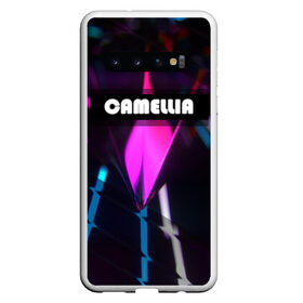 Чехол для Samsung Galaxy S10 с принтом CAMELLIA в Тюмени, Силикон | Область печати: задняя сторона чехла, без боковых панелей | абстракция | геометрия | неоновый огонь | неоновый полосы | неоновый свет