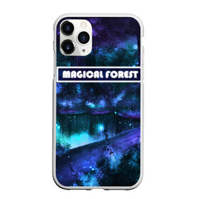 Чехол для iPhone 11 Pro Max матовый с принтом MAGICAL FOREST в Тюмени, Силикон |  | Тематика изображения на принте: звездное небо | магический лес | неоновая пыль | неоновые линии | озеро ночью | отражение в озере | светлячки в лесу