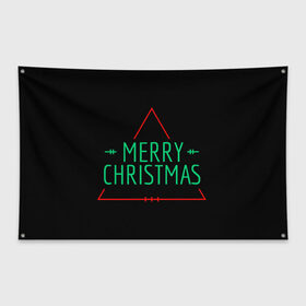 Флаг-баннер с принтом merry christmas, рождество в Тюмени, 100% полиэстер | размер 67 х 109 см, плотность ткани — 95 г/м2; по краям флага есть четыре люверса для крепления | 
